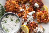 Crispy Salmon Fritters with Creamy Dill Sauce