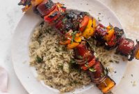 Grilled Hot Honey BBQ Smoked Sausage Skewers Recipe