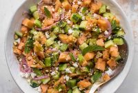 Cucumber and Melon Summer Salad with Fresh Herbs