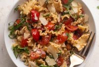 Bruschetta Pasta Salad with Fresh Tomatoes & Basil