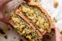 Creamy Pesto Chickpea Salad with Lemon and Herbs