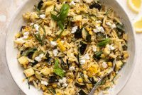 Grilled Zucchini & Corn Orzo Salad with Lemon Herb Dressing