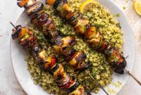 Grilled Summer Chicken Skewers with Basil Couscous Recipe