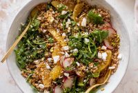 Winter Citrus Farro Salad with Arugula and Goat Cheese