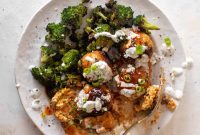 Sheet Pan Buffalo Chicken Meatballs with Roasted Broccoli