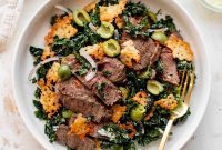 Chimichurri Steak & Kale Salad with Manchego Croutons