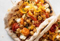 Crispy Roasted Chickpeas with Sweet Peppers and Feta