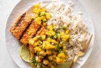 Grilled Salmon with Mango Salsa and Coconut Rice Recipe