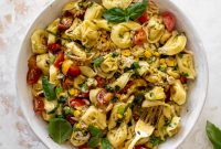 Summer Chicken Tortellini Salad with Lemon-Basil Dressing