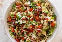 Broccoli BLT Pasta Salad with Asiago Ranch Dressing