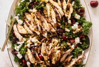 Grilled Chicken, Cherry & Kale Salad with Rosé Vinaigrette