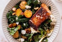 Sticky Cider-Glazed Salmon with Warm Kale Salad