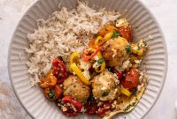 Sheet-Pan Chicken Meatballs with Roasted Tomatoes & Feta