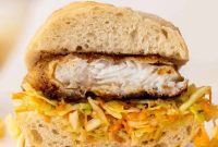 Crispy Fish Sandwich with Tangy Banana Pepper Slaw
