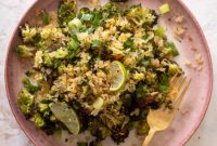 Crispy Rice and Broccoli Salad with Lemon-Garlic Dressing