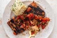 Balsamic Salmon with Tomato Bruschetta Topping