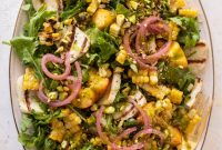 Grilled Halloumi, Corn & Peach Summer Salad Recipe