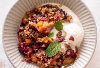 Blackberry Peach Crisp with Oatmeal Cookie Crumble