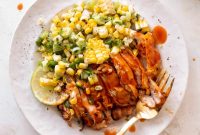 Grilled Buffalo Chicken with Scallion Corn Salad Recipe