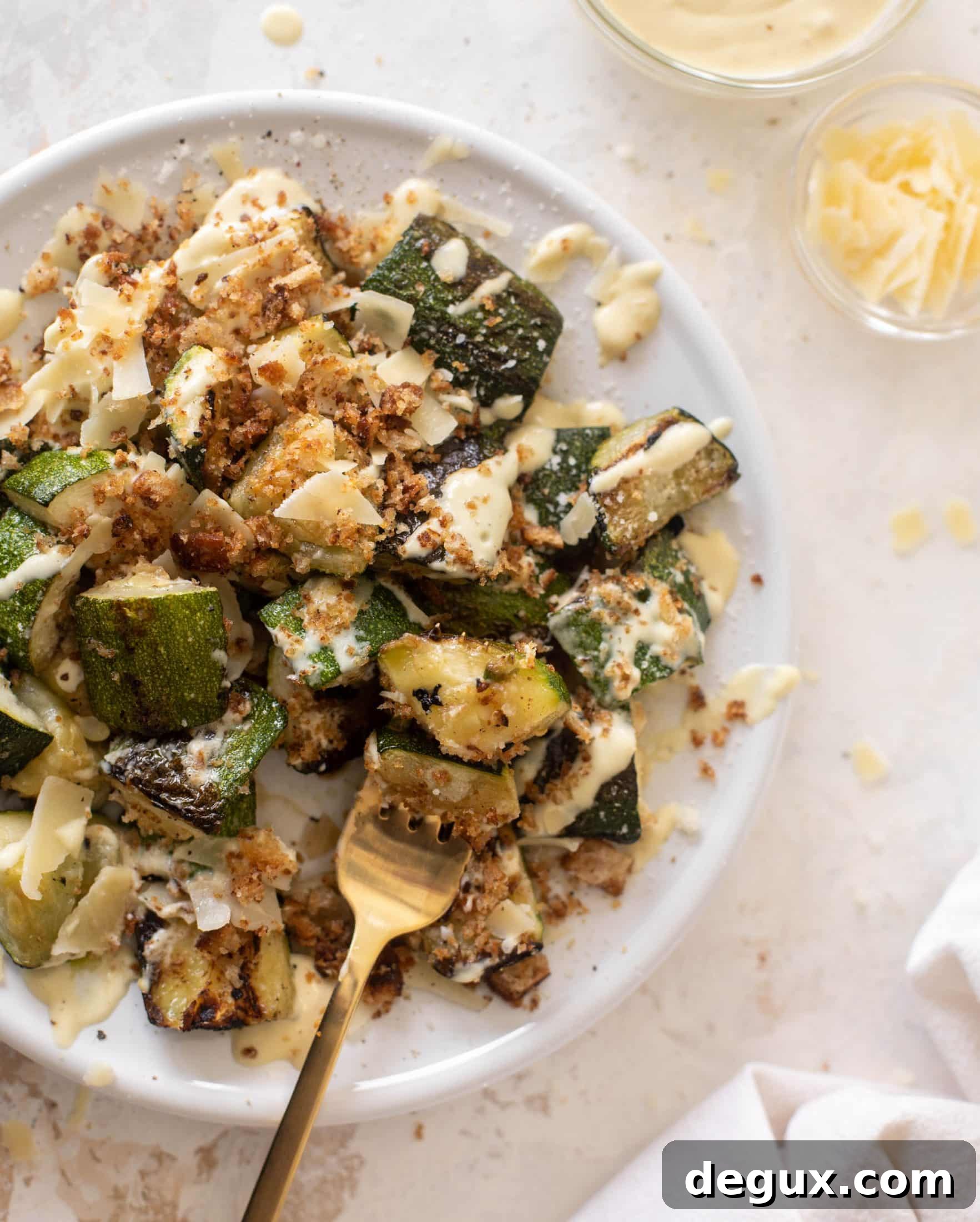 Grilled Zucchini Caesar Salad with Creamy Parmesan Dressing 10 grilled zucchini caesar