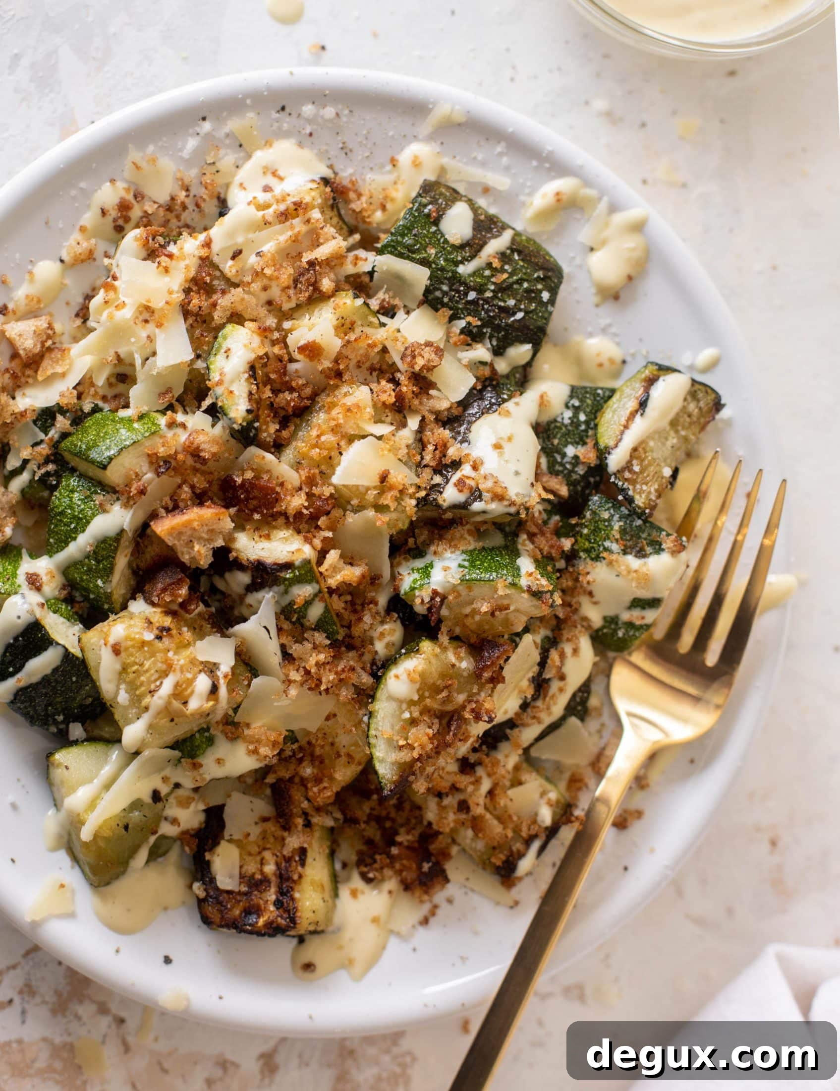 Grilled Zucchini Caesar Salad with Creamy Parmesan Dressing 8 grilled zucchini caesar