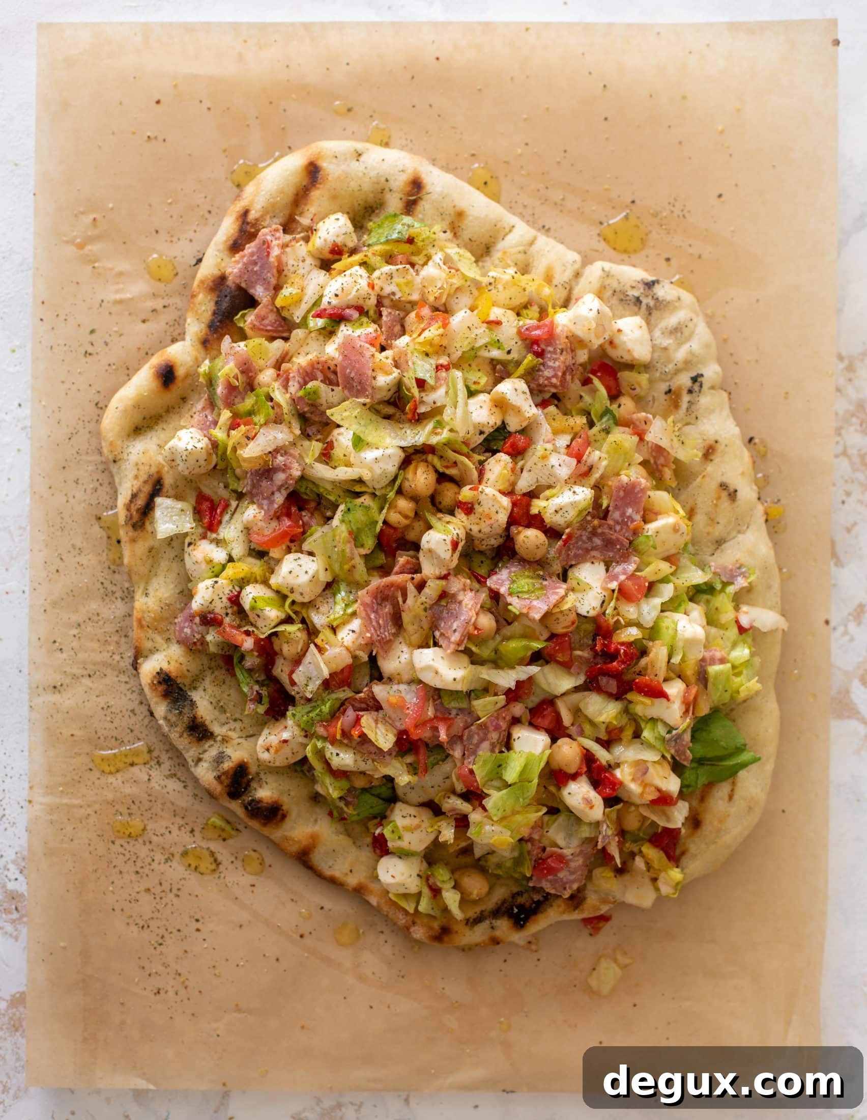 sourdough pizza with italian chopped salad