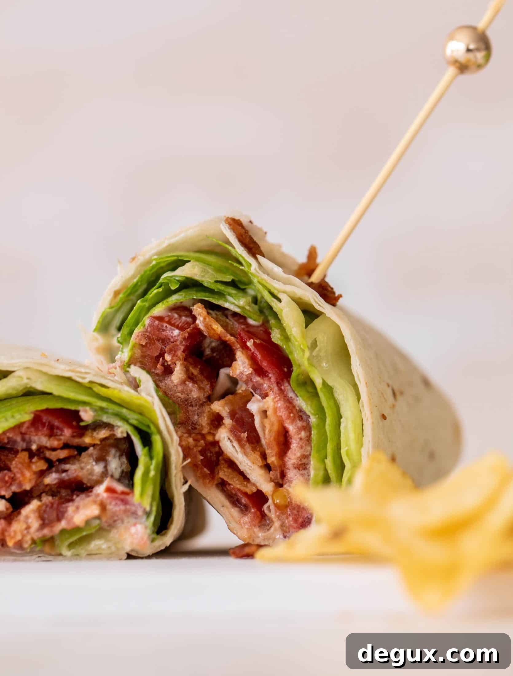 Spicy Jalapeño Ranch BLT Wraps: Crispy Bacon & Fresh Veggies 2 BLT wraps with jalapeno ranch