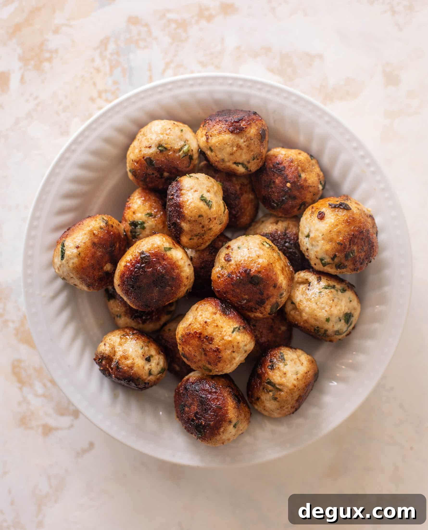 basil chicken meatballs with summer couscous