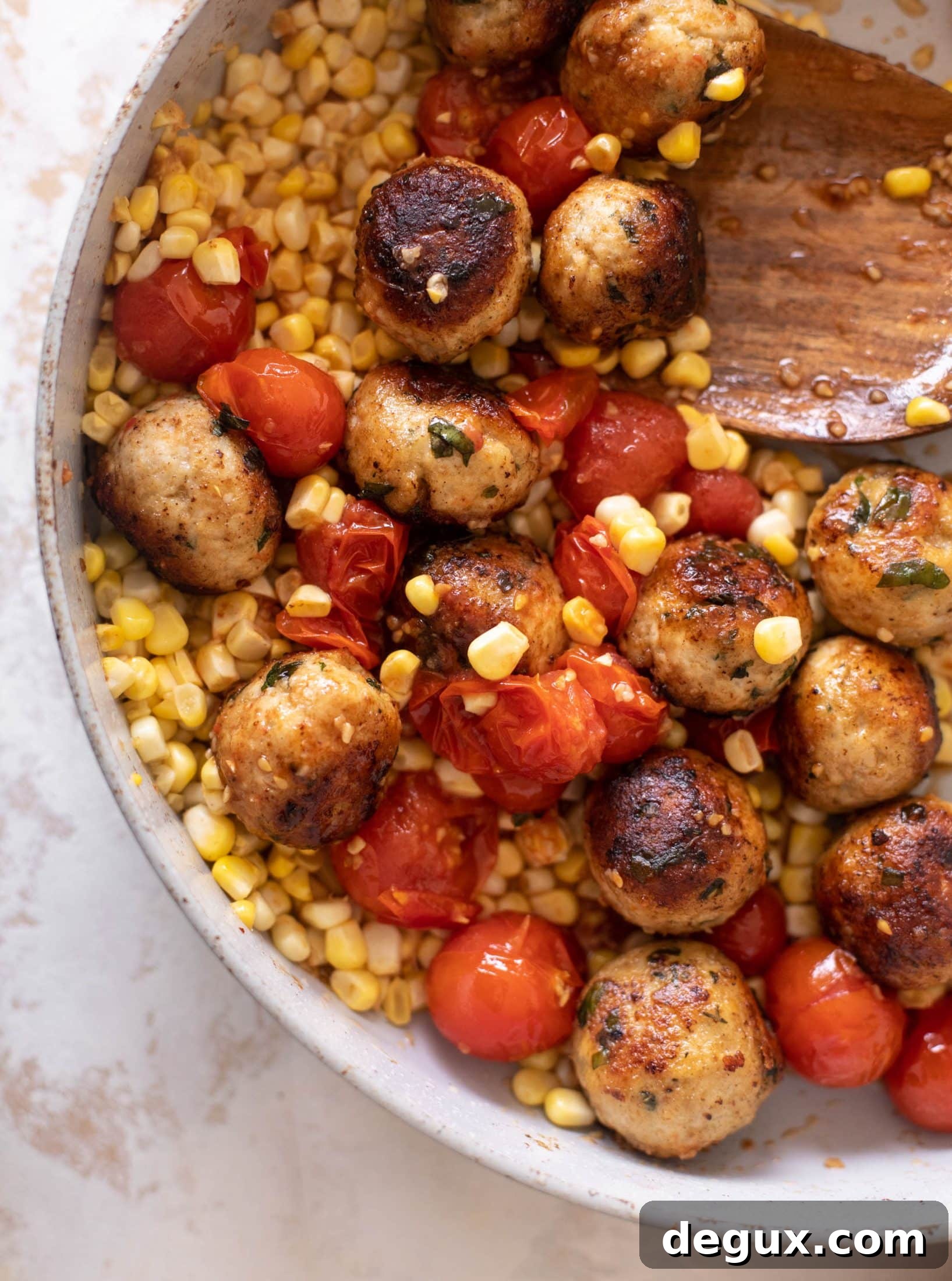 basil chicken meatballs with summer couscous