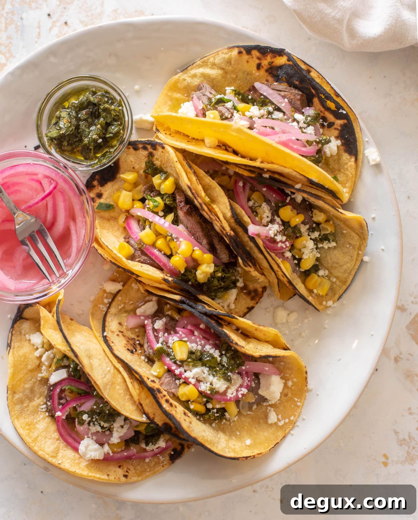 Grilled Steak Tacos with Fresh Chimichurri Sauce 9 grilled steak tacos