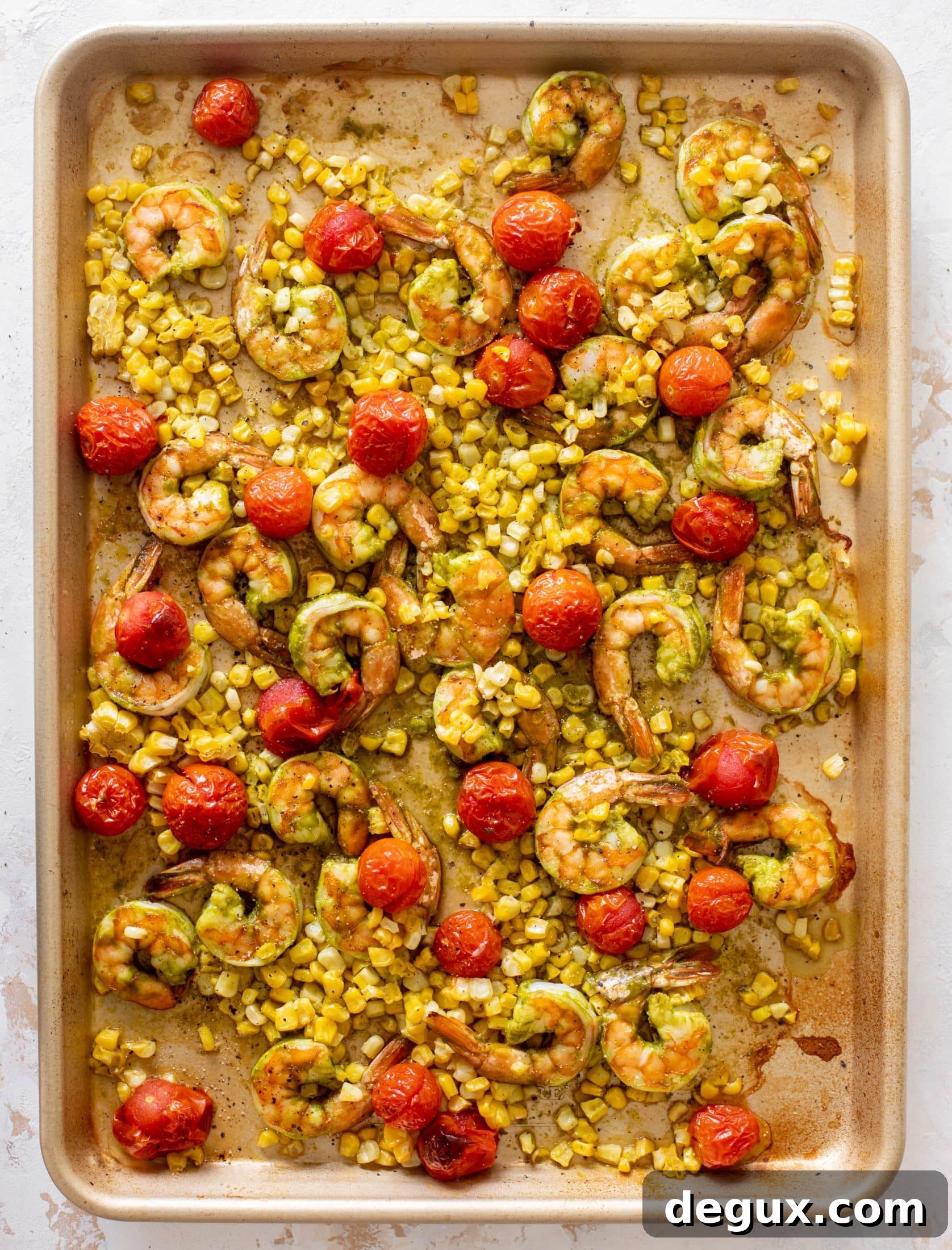 sheet pan summer shrimp and rice bowls