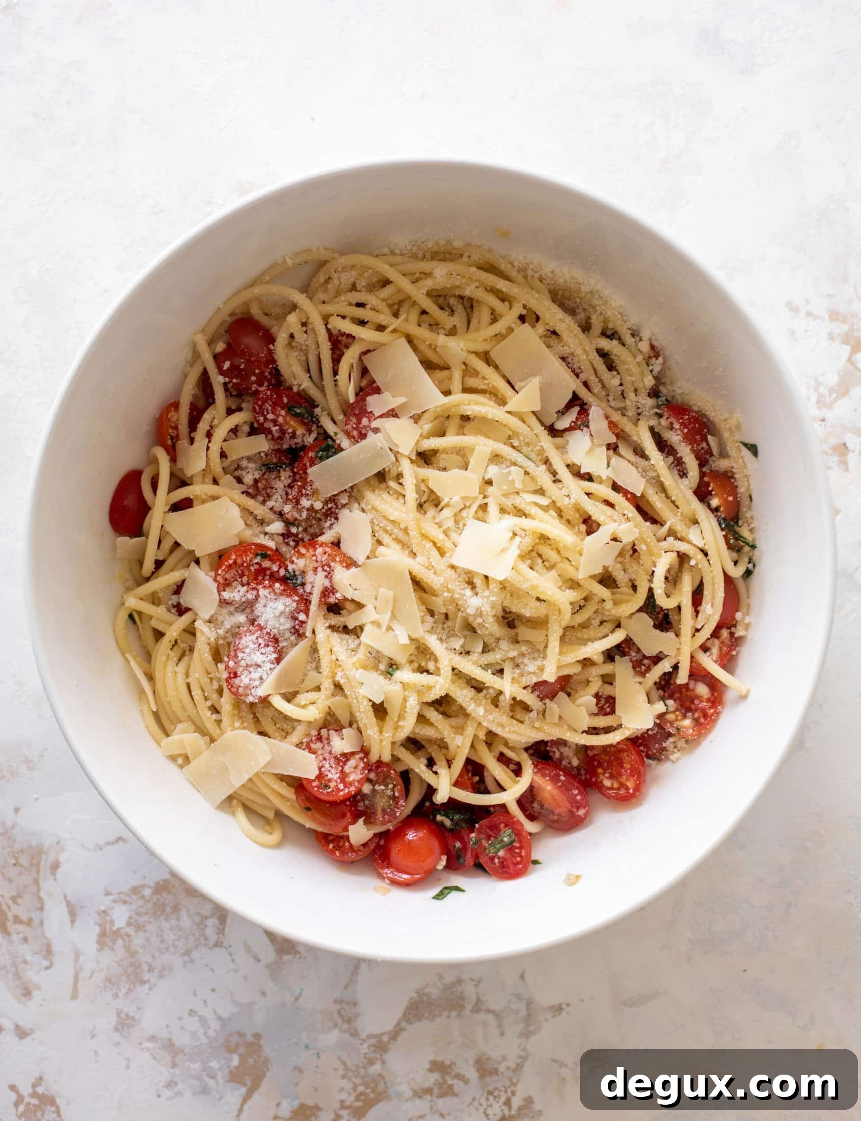 Summer Bucatini with Vine-Ripened Marinated Tomatoes 4 pasta with no cook tomato sauce