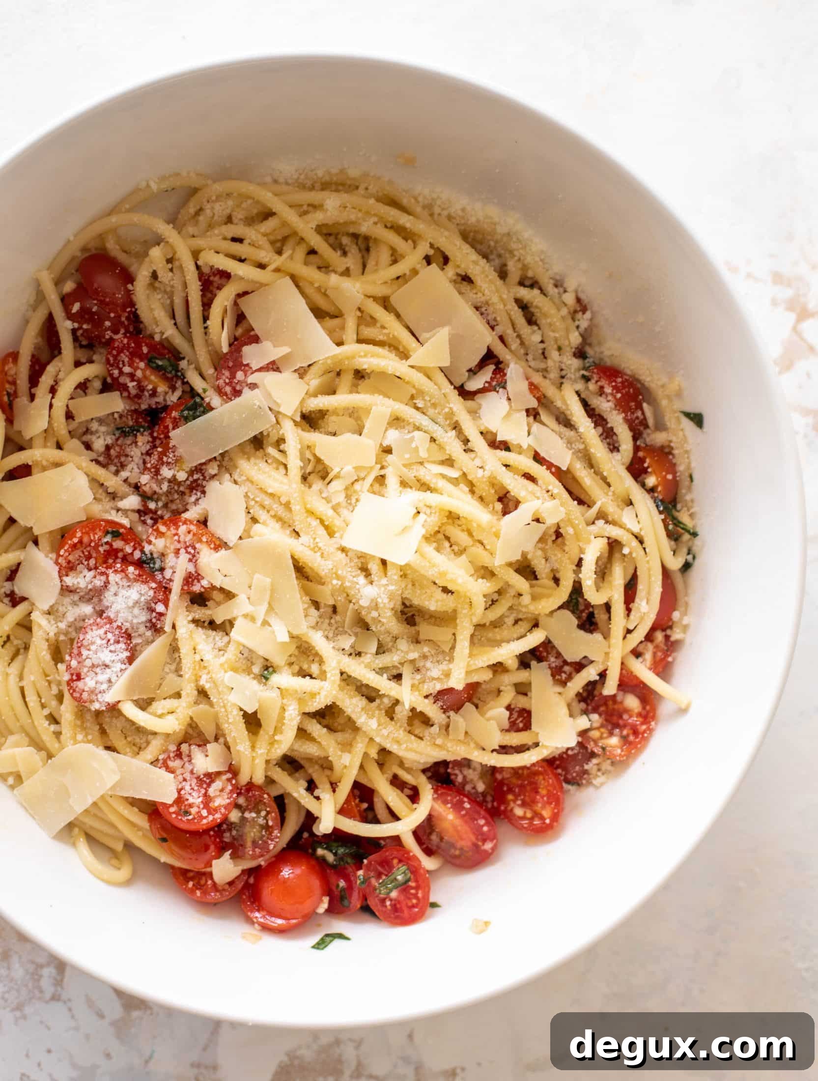 Summer Bucatini with Vine-Ripened Marinated Tomatoes 5 pasta with no cook tomato sauce