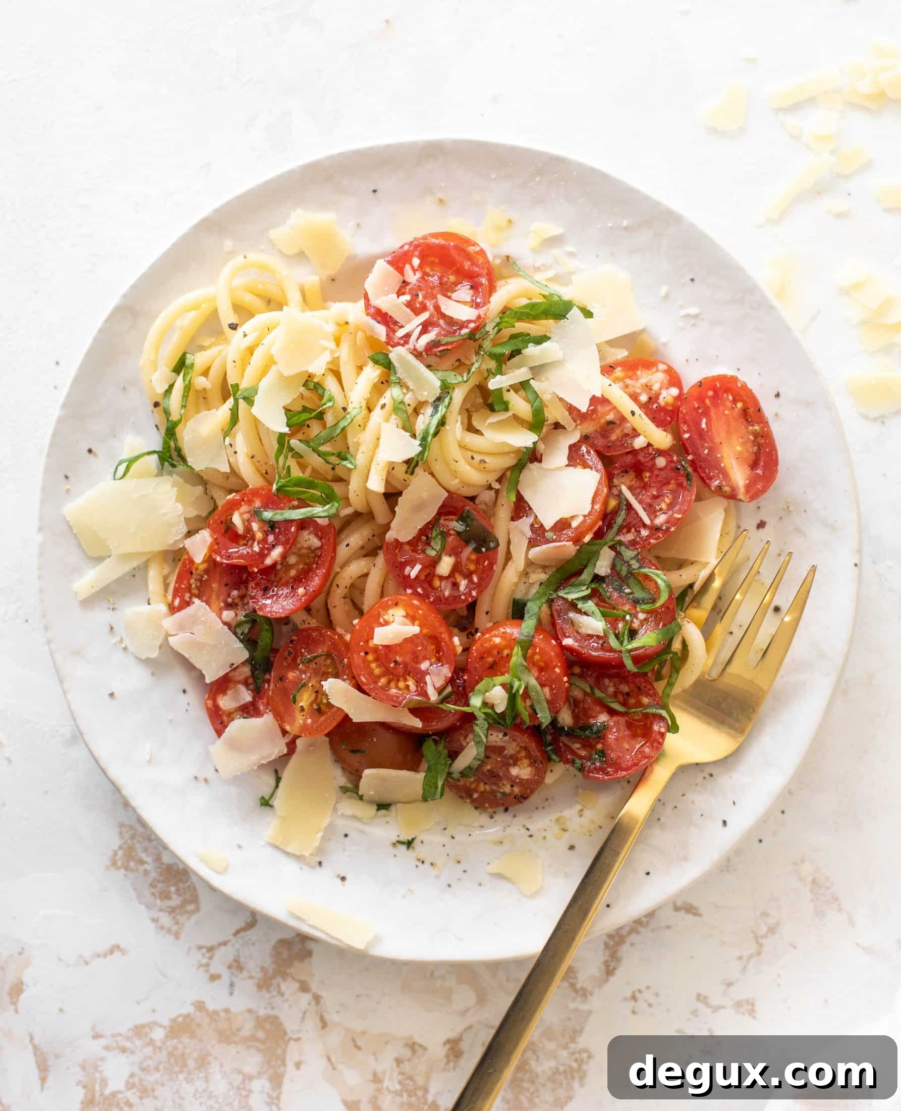 Summer Bucatini with Vine-Ripened Marinated Tomatoes 7 pasta with no cook tomato sauce