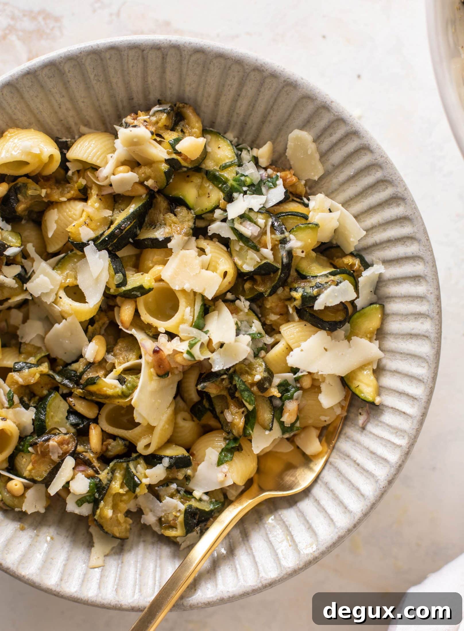 caramelized zucchini pasta salad