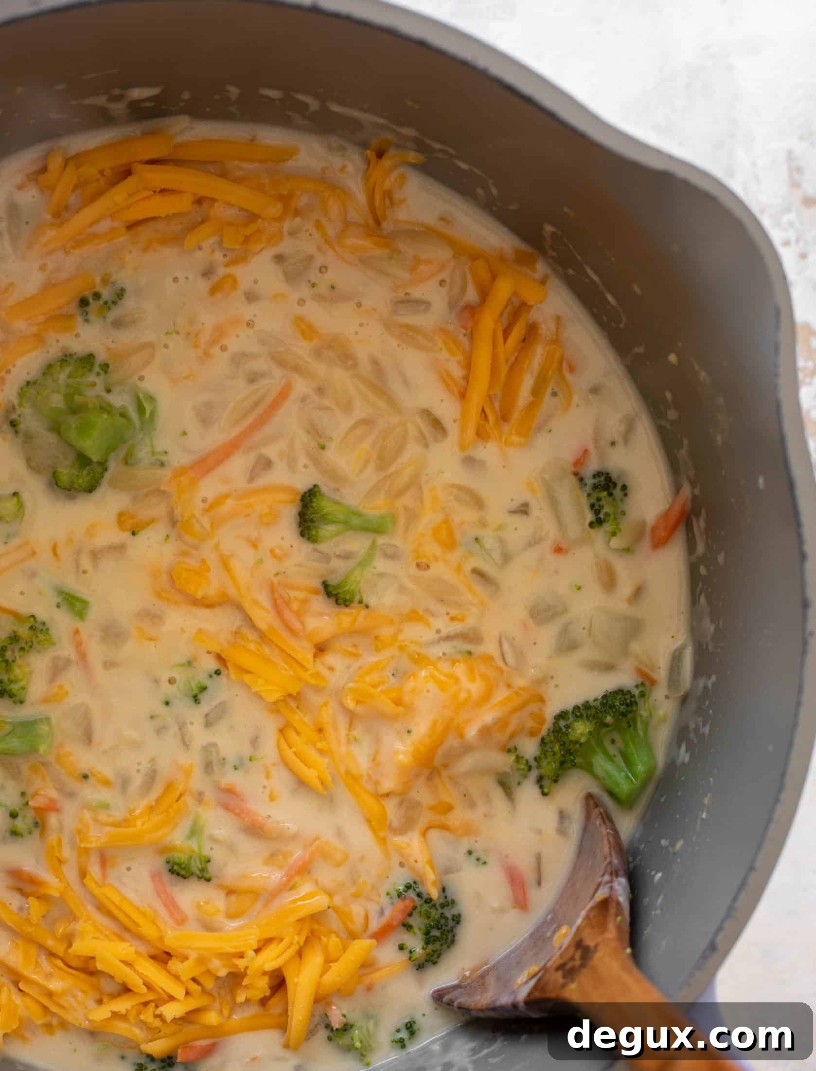 broccoli cheddar orzo soup