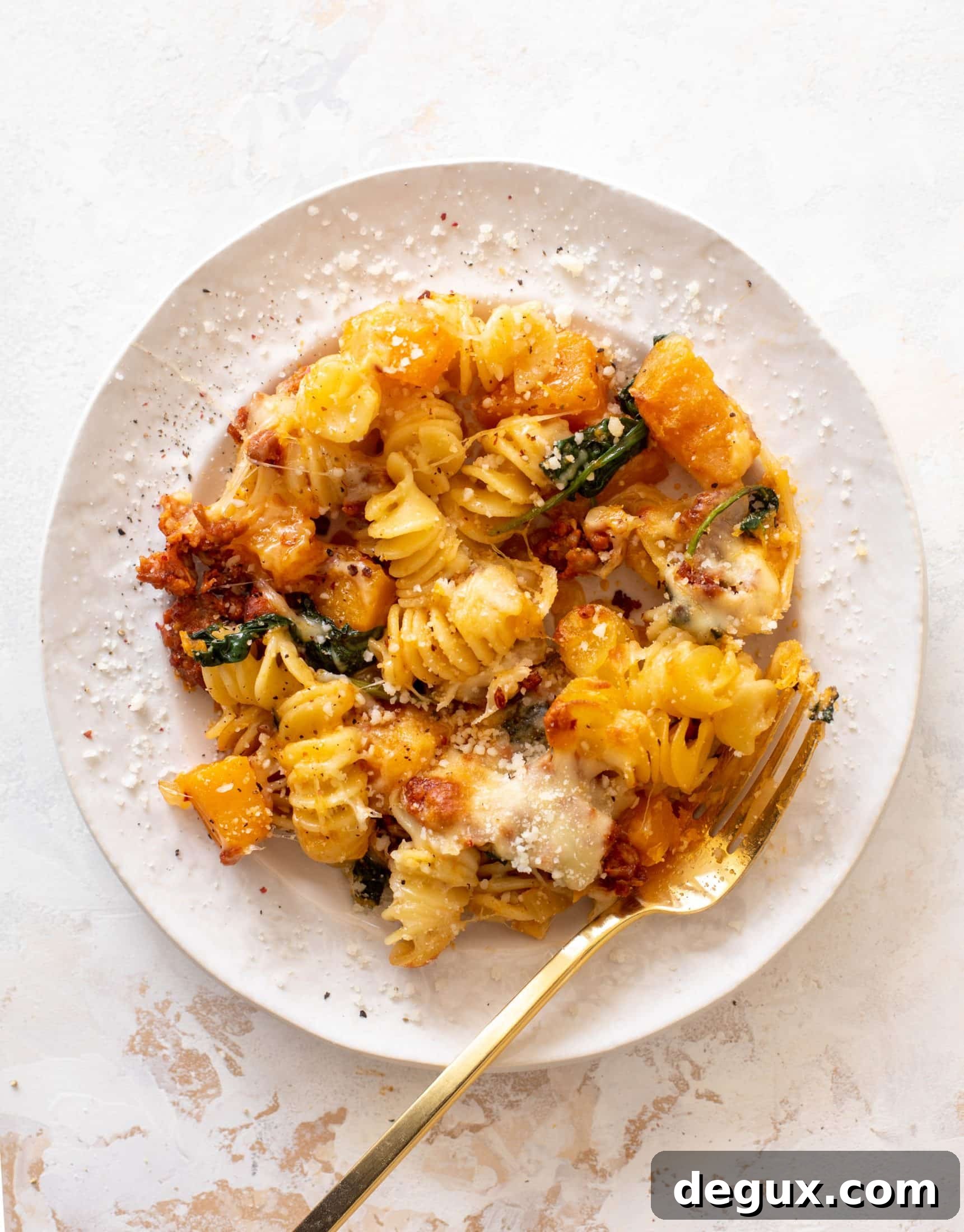 Baked Butternut Squash, Sausage & Spinach Pasta Casserole 12 baked butternut squash sausage pasta