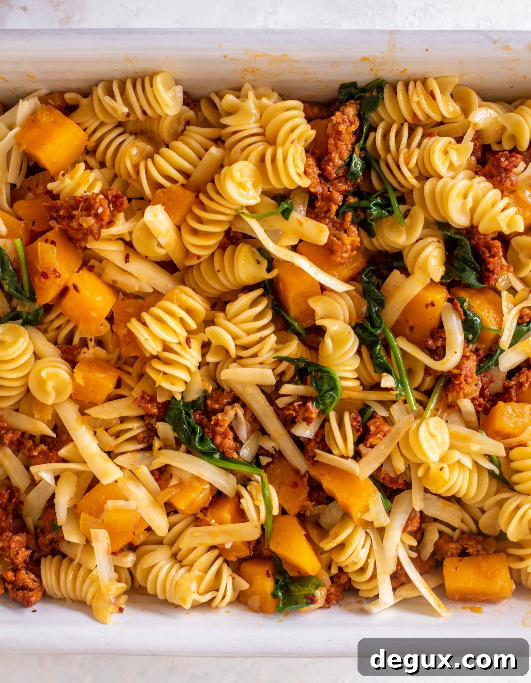 Baked Butternut Squash, Sausage & Spinach Pasta Casserole 4 baked butternut squash sausage pasta