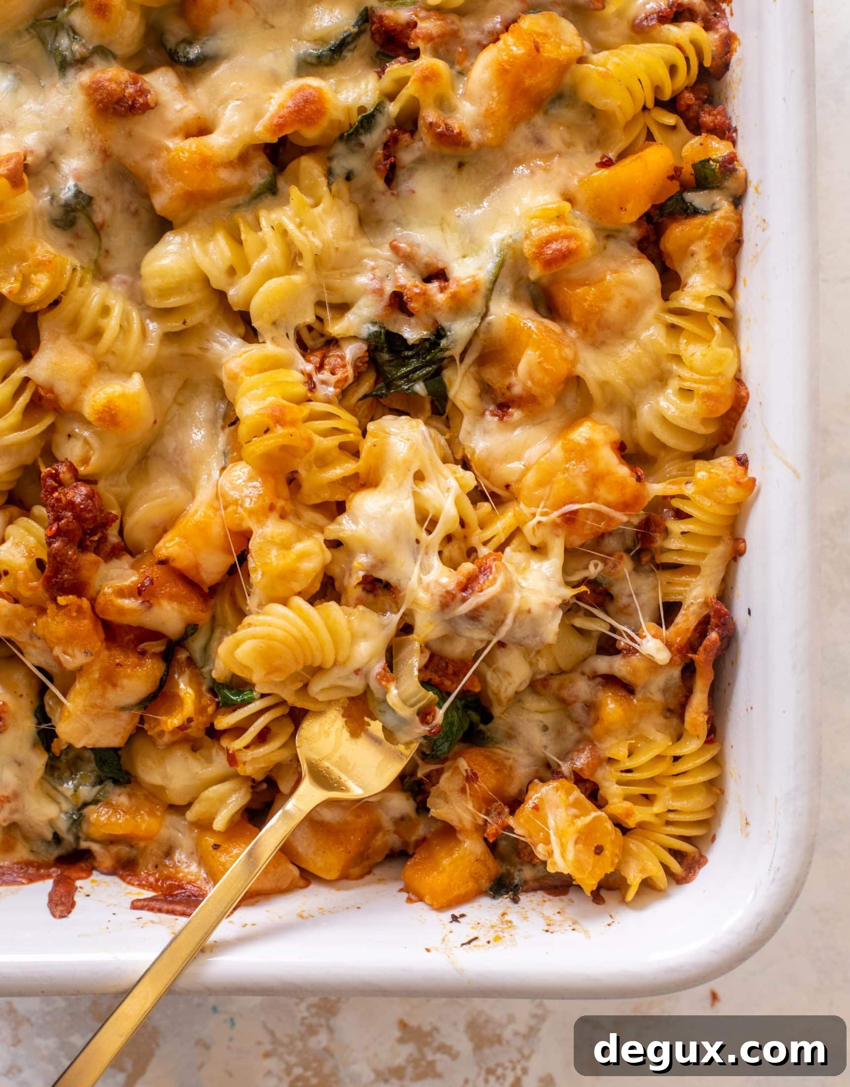 Baked Butternut Squash, Sausage & Spinach Pasta Casserole 7 baked butternut squash sausage pasta