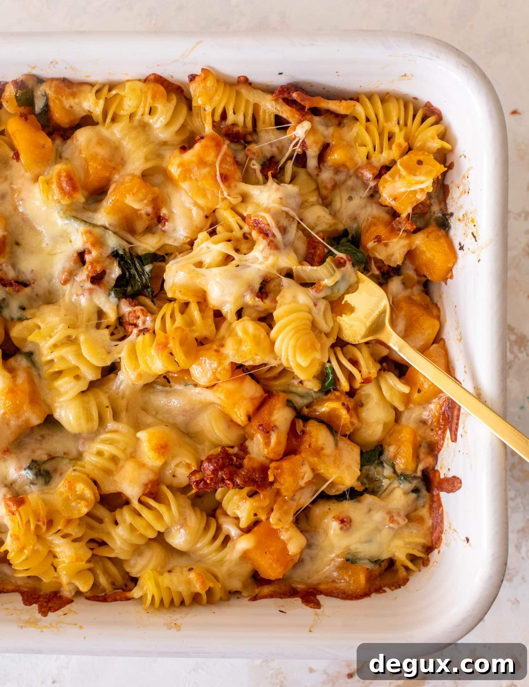 Baked Butternut Squash, Sausage & Spinach Pasta Casserole 8 baked butternut squash sausage pasta