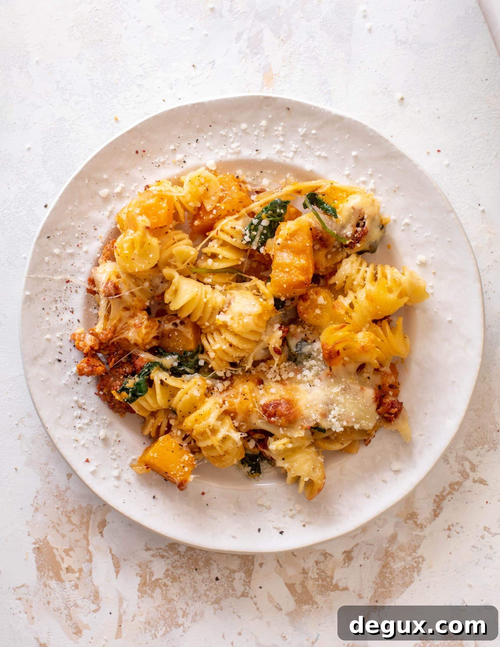 Baked Butternut Squash, Sausage & Spinach Pasta Casserole 9 baked butternut squash sausage pasta
