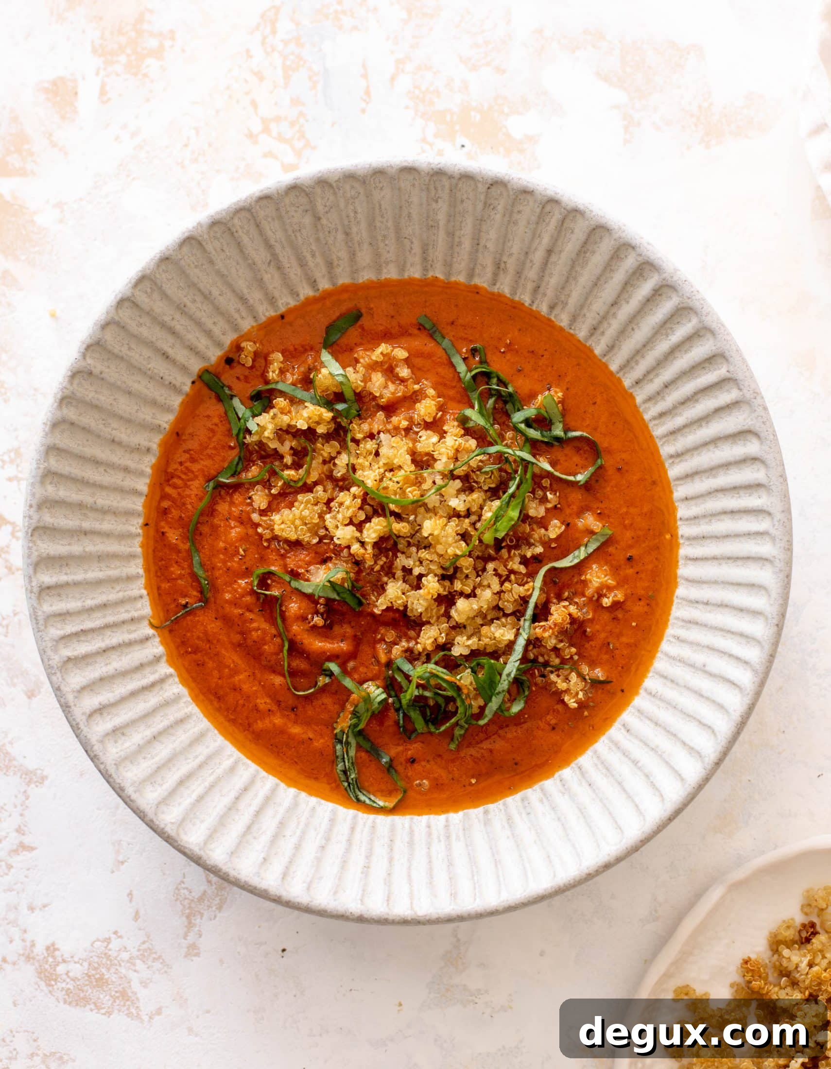 tomato soup with crispy quinoa