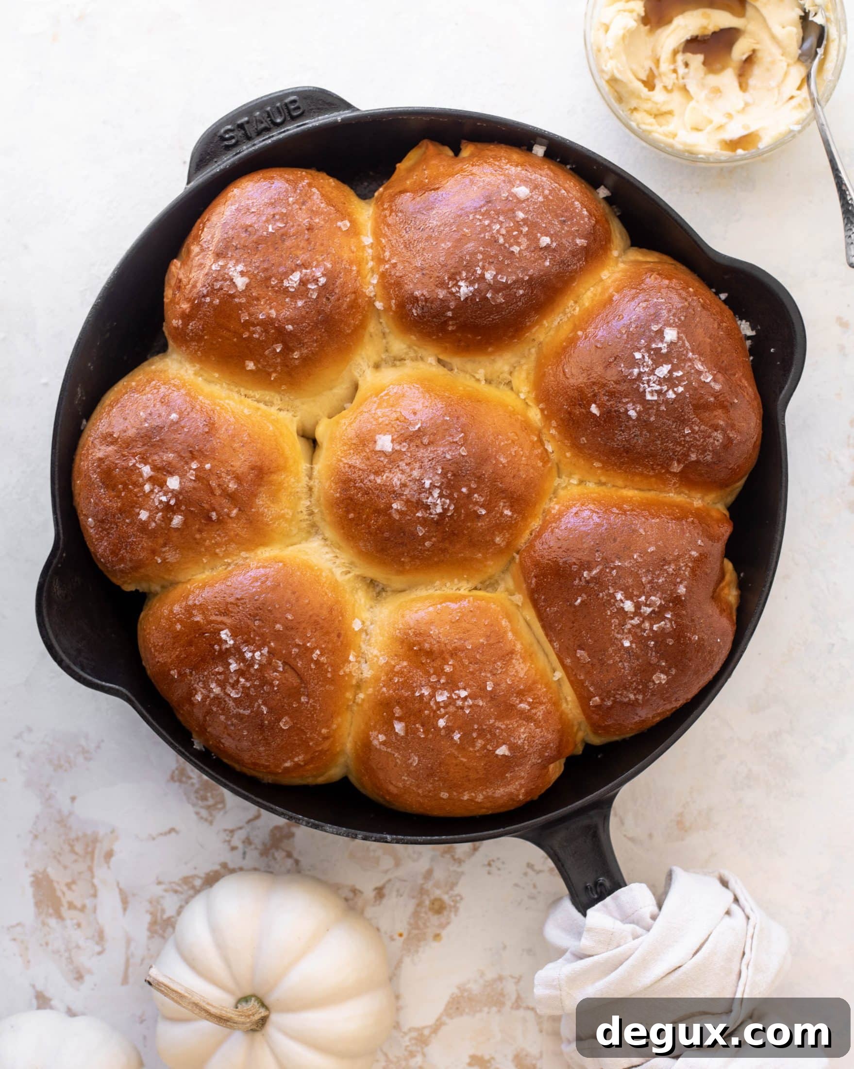 Fluffy Brioche Skillet Rolls with Salted Maple Butter Recipe 8 fluffy brioche dinner rolls with salted maple butter