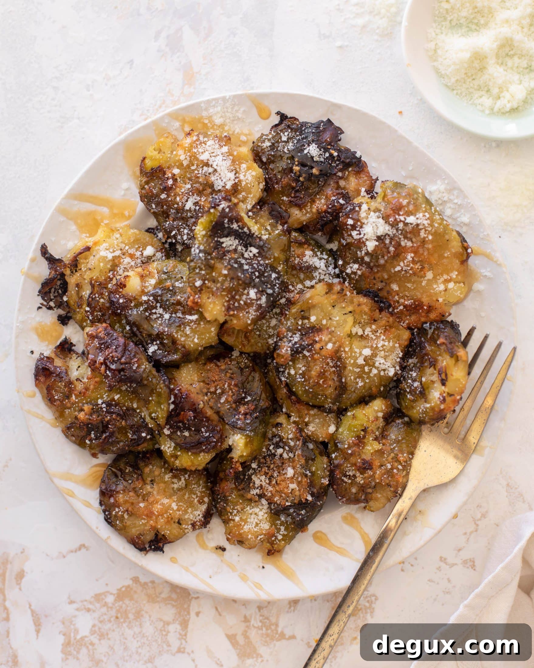smashed brussels sprouts with hot honey