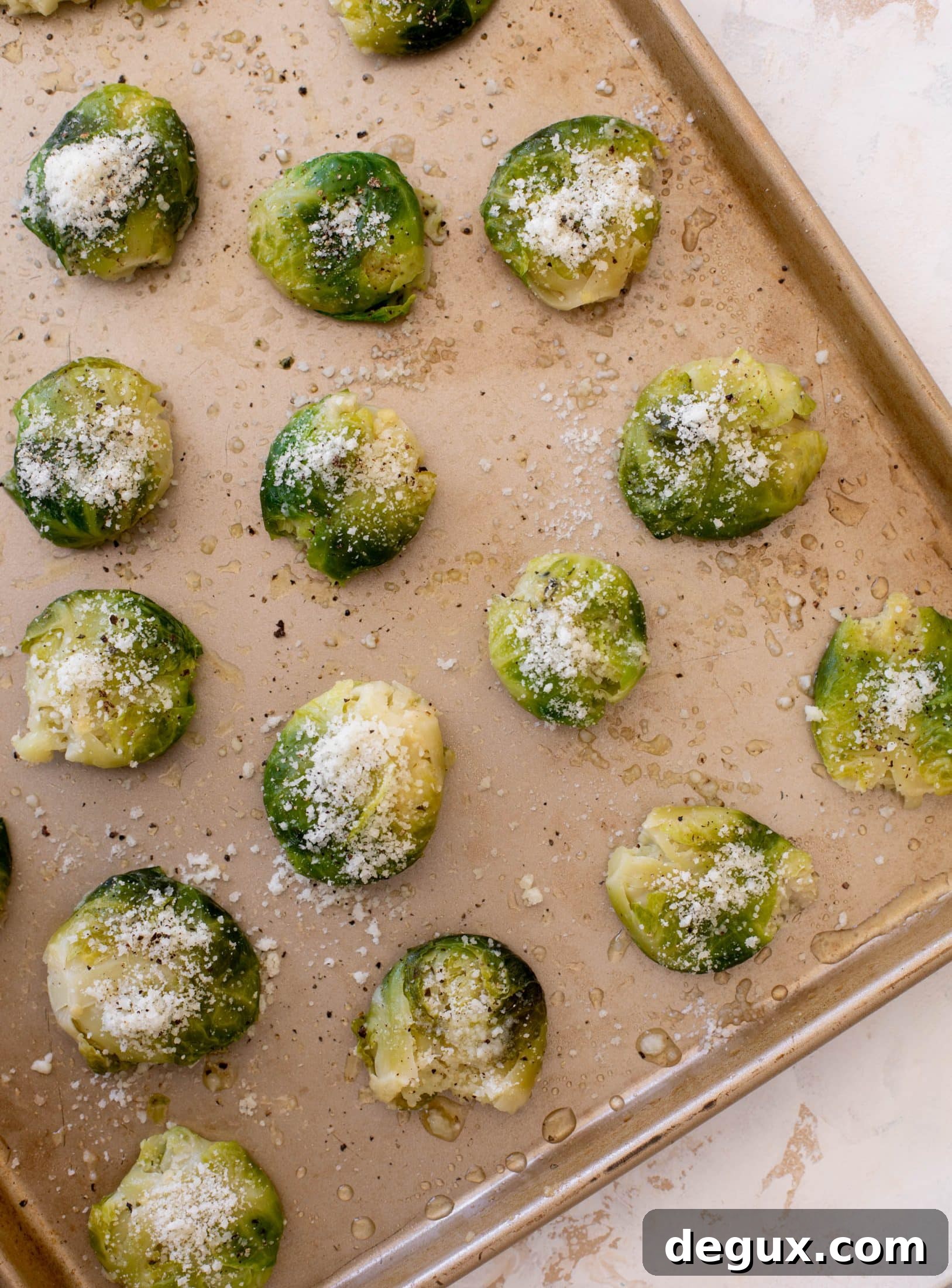 smashed brussels sprouts with hot honey
