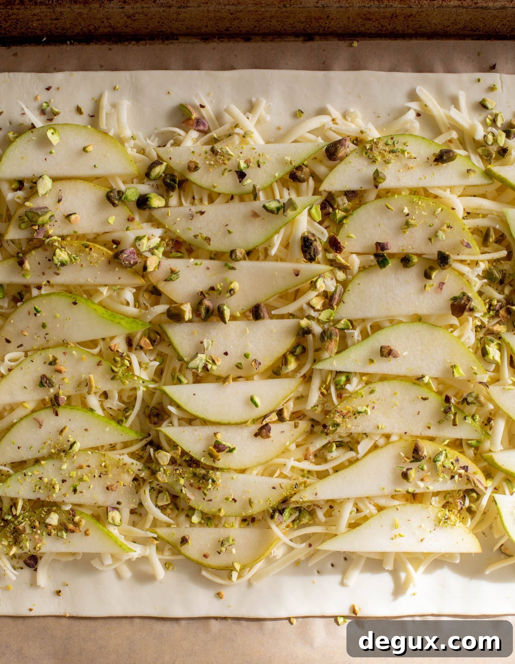 Pistachio, Pear & Gruyère Puff Pastry Tart Recipe 4 pistachio pear puff pastry