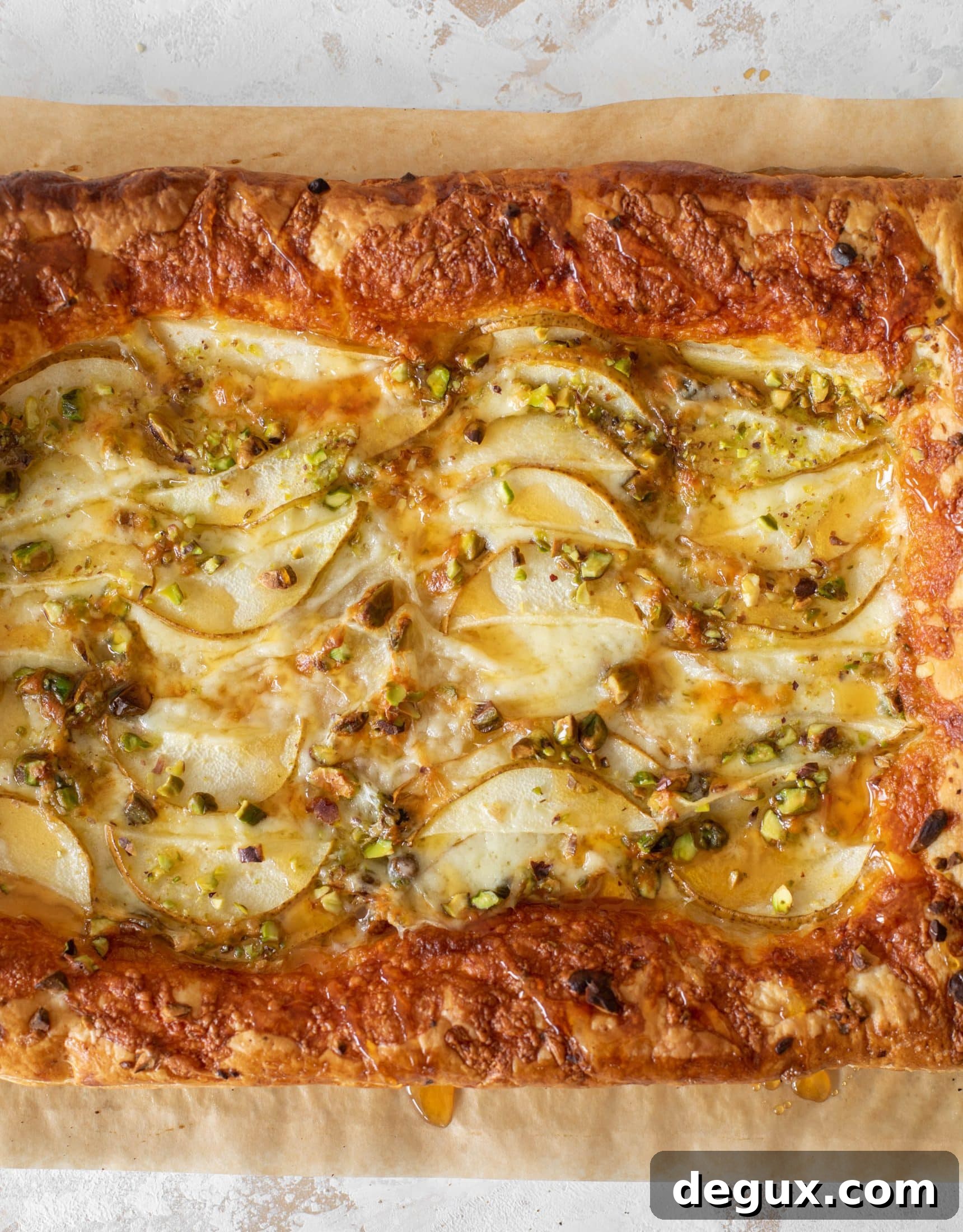 Pistachio, Pear & Gruyère Puff Pastry Tart Recipe 6 pistachio pear puff pastry