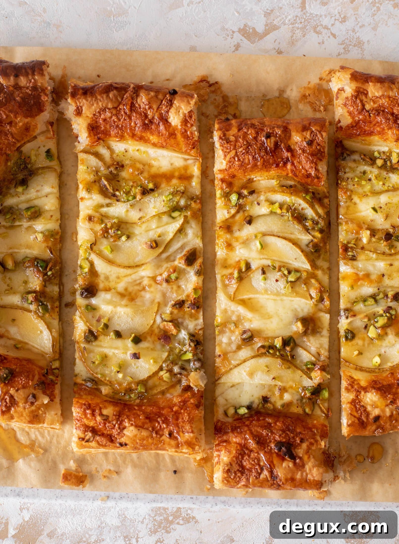 Pistachio, Pear & Gruyère Puff Pastry Tart Recipe 7 pistachio pear puff pastry