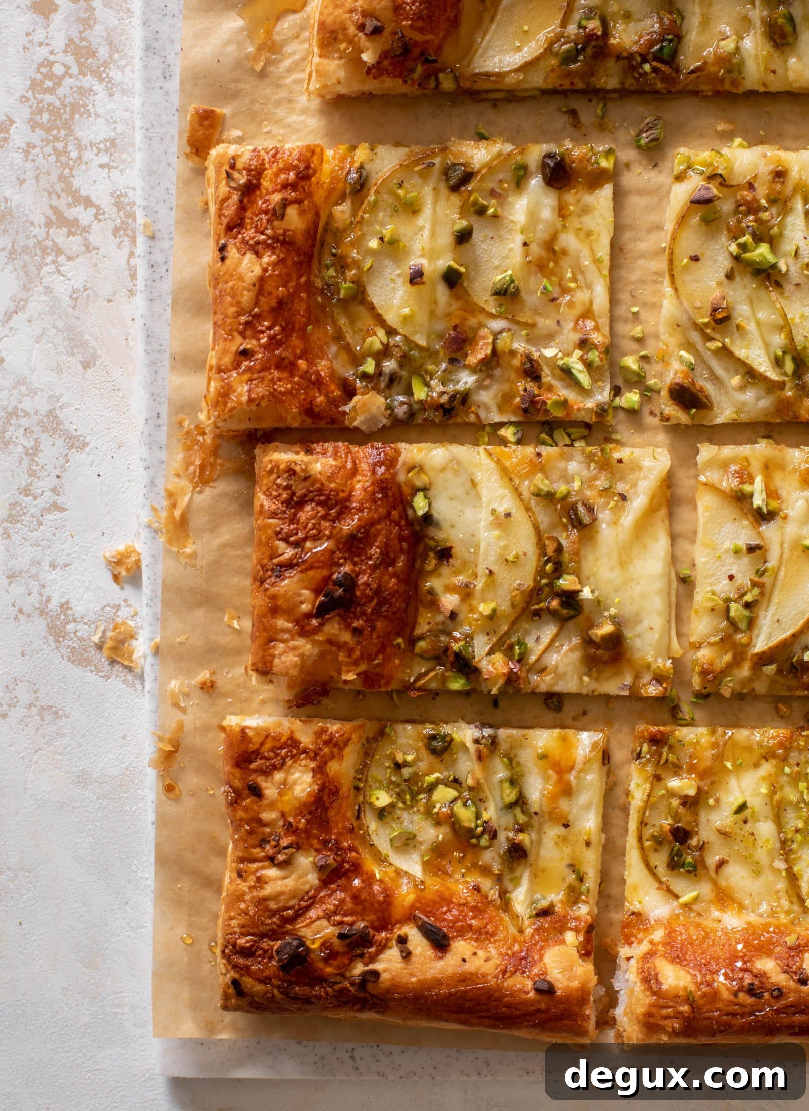 Pistachio, Pear & Gruyère Puff Pastry Tart Recipe 8 pistachio pear puff pastry