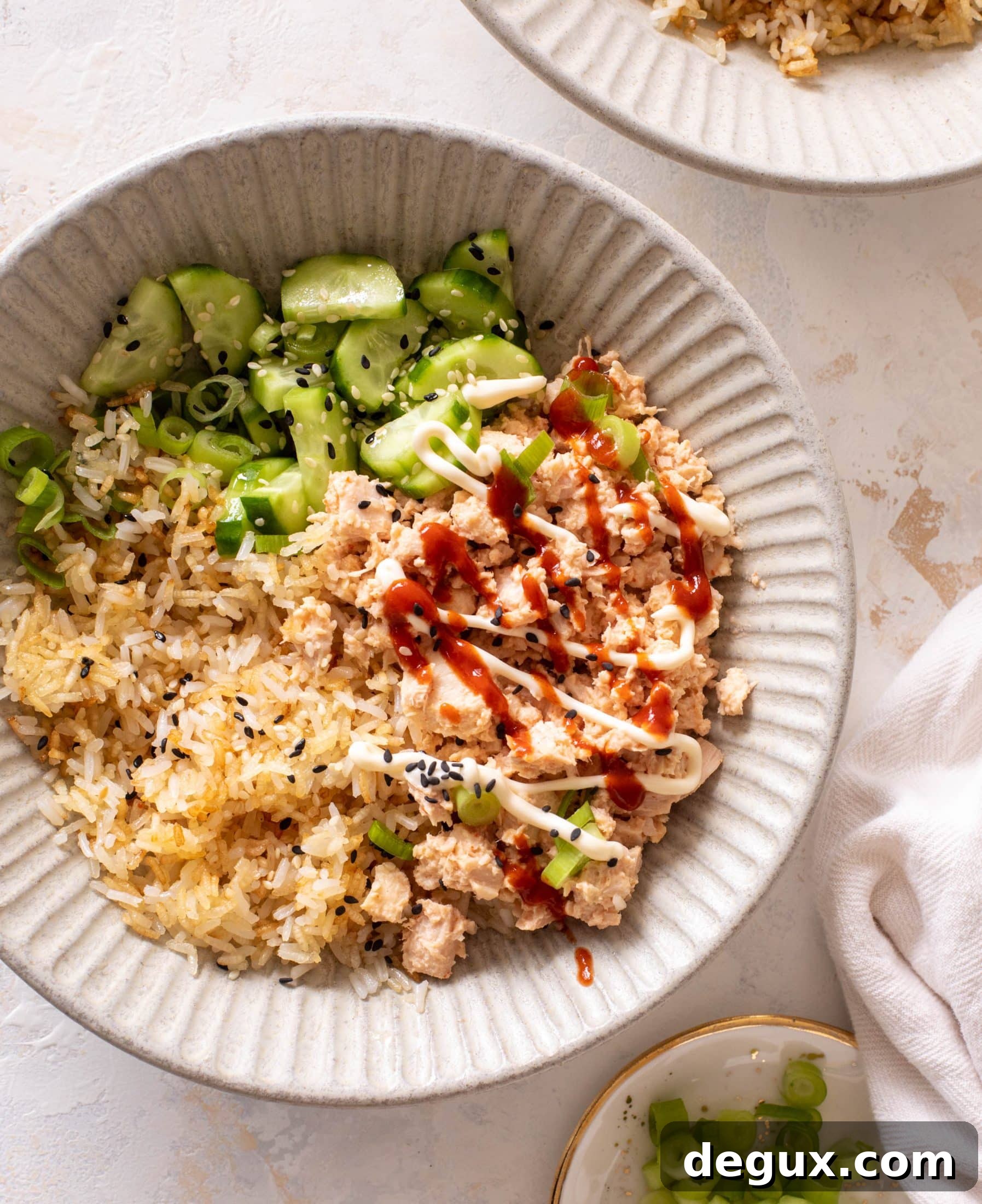 Crispy Rice Bowl Topped with Spicy Tuna and Sesame Chili Sauce 7 spicy tuna bowl with crispy rice